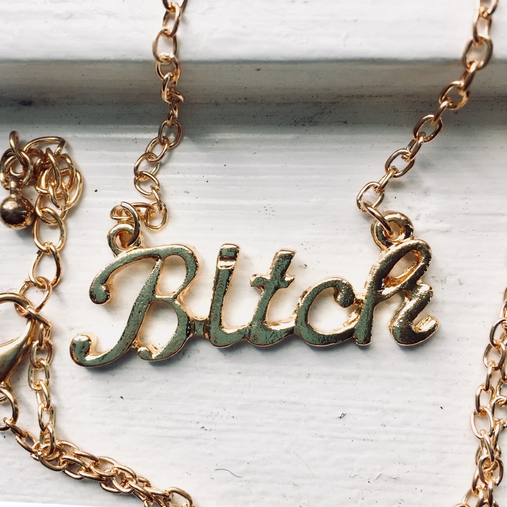 Sale! “B***h” gold-tone necklace